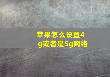 苹果怎么设置4g或者是5g网络