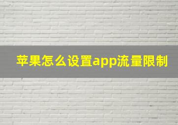 苹果怎么设置app流量限制