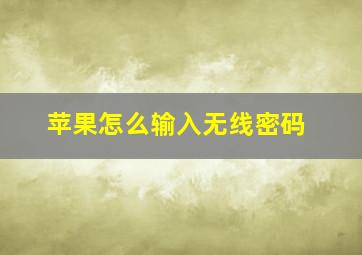 苹果怎么输入无线密码