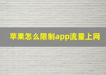 苹果怎么限制app流量上网