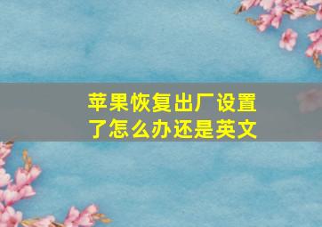 苹果恢复出厂设置了怎么办还是英文