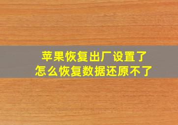 苹果恢复出厂设置了怎么恢复数据还原不了