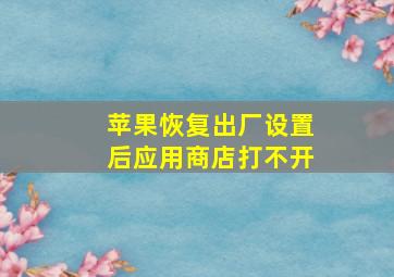 苹果恢复出厂设置后应用商店打不开