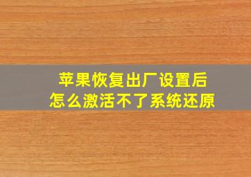 苹果恢复出厂设置后怎么激活不了系统还原