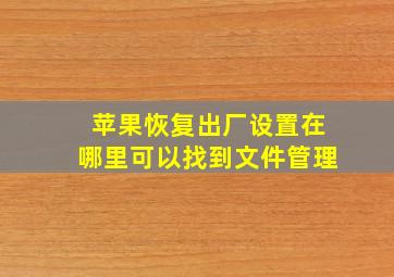 苹果恢复出厂设置在哪里可以找到文件管理