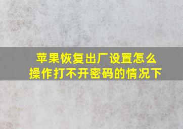 苹果恢复出厂设置怎么操作打不开密码的情况下