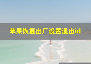 苹果恢复出厂设置退出id