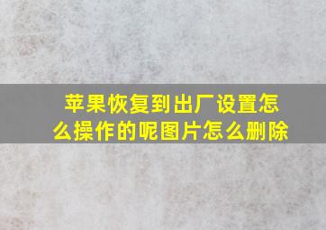 苹果恢复到出厂设置怎么操作的呢图片怎么删除