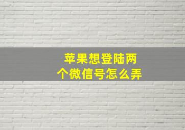 苹果想登陆两个微信号怎么弄