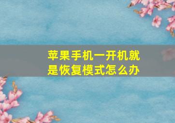 苹果手机一开机就是恢复模式怎么办