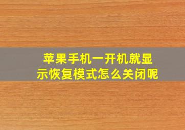 苹果手机一开机就显示恢复模式怎么关闭呢