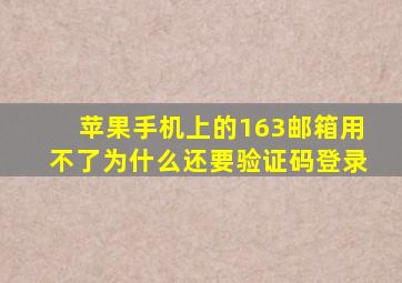 苹果手机上的163邮箱用不了为什么还要验证码登录