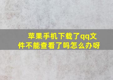 苹果手机下载了qq文件不能查看了吗怎么办呀