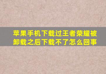 苹果手机下载过王者荣耀被卸载之后下载不了怎么回事