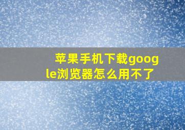 苹果手机下载google浏览器怎么用不了