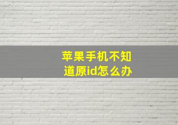 苹果手机不知道原id怎么办