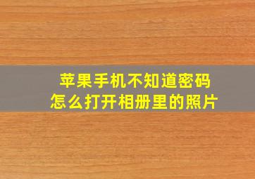 苹果手机不知道密码怎么打开相册里的照片