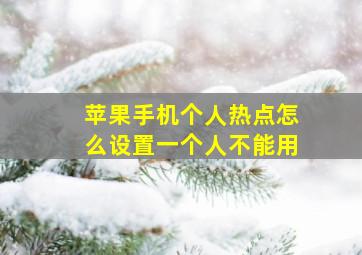 苹果手机个人热点怎么设置一个人不能用