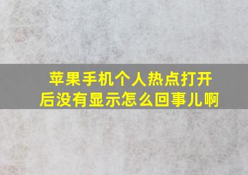 苹果手机个人热点打开后没有显示怎么回事儿啊