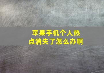 苹果手机个人热点消失了怎么办啊