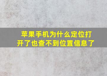 苹果手机为什么定位打开了也查不到位置信息了