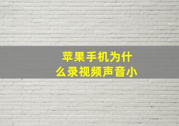 苹果手机为什么录视频声音小