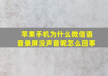 苹果手机为什么微信语音录屏没声音呢怎么回事