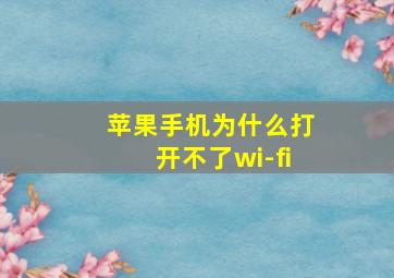 苹果手机为什么打开不了wi-fi