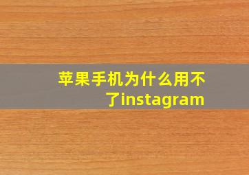 苹果手机为什么用不了instagram