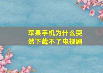 苹果手机为什么突然下载不了电视剧