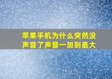 苹果手机为什么突然没声音了声音一加到最大