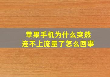 苹果手机为什么突然连不上流量了怎么回事