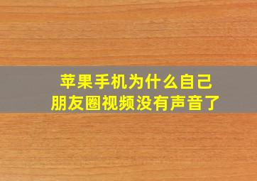 苹果手机为什么自己朋友圈视频没有声音了