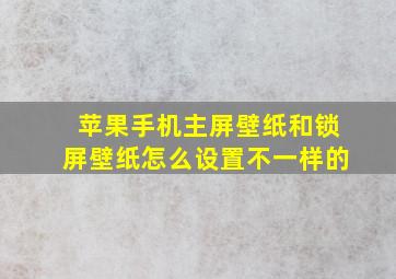 苹果手机主屏壁纸和锁屏壁纸怎么设置不一样的