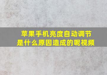 苹果手机亮度自动调节是什么原因造成的呢视频