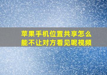 苹果手机位置共享怎么能不让对方看见呢视频