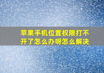 苹果手机位置权限打不开了怎么办呀怎么解决