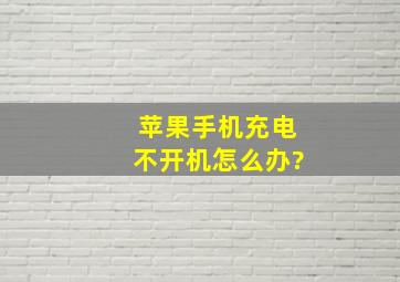 苹果手机充电不开机怎么办?