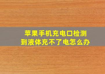 苹果手机充电口检测到液体充不了电怎么办