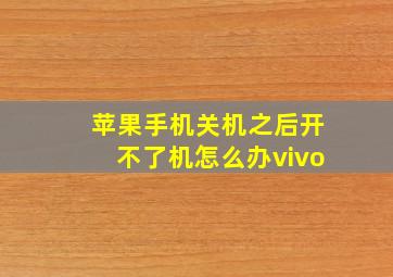 苹果手机关机之后开不了机怎么办vivo