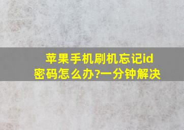 苹果手机刷机忘记id密码怎么办?一分钟解决