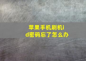 苹果手机刷机id密码忘了怎么办