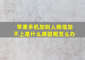 苹果手机加别人微信加不上是什么原因呢怎么办