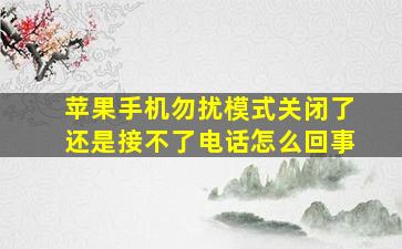 苹果手机勿扰模式关闭了还是接不了电话怎么回事