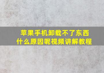 苹果手机卸载不了东西什么原因呢视频讲解教程