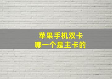 苹果手机双卡哪一个是主卡的