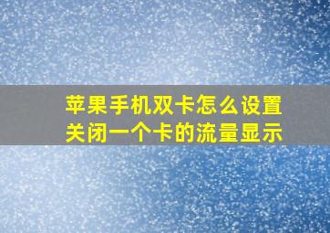 苹果手机双卡怎么设置关闭一个卡的流量显示