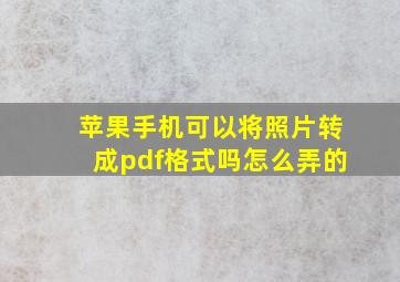 苹果手机可以将照片转成pdf格式吗怎么弄的