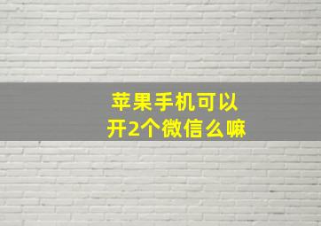 苹果手机可以开2个微信么嘛