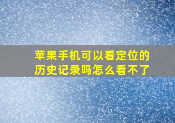 苹果手机可以看定位的历史记录吗怎么看不了